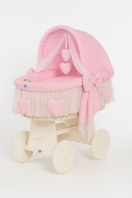 Produktbild von Babywiegje Amelie aus Korbgeflecht – Kinderbett mit verstellbarem Verdeck – umweltfreundliches und sicheres Design