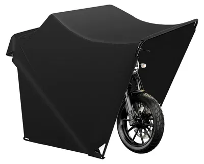 Produktbild von Motorrad- und Scooterabdeckung - Tragbare Garage - Faltbar - Wasserdicht - Schützende Plane - Universelle Passform - Für den Außenbereich - Schwarz