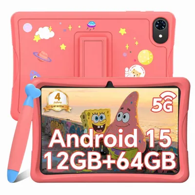 Produktbild von KOBONA-Tabwee K10 Kids 10.1" Rosa Tablet, Google Kids Space, 4+64GB ROM, Android 15 WiFi Tablet für Kind mit Kindgerechte Hülle und Stift, 5000mAh