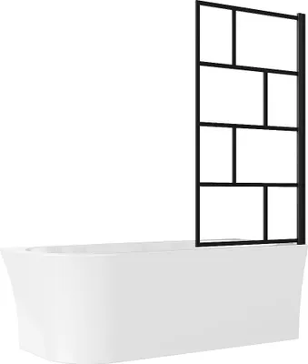Produktbild von Badewanne mit weißer Dusche mit schwenkbarer Scheibe - 201 l - Rechts - PONTICOLA