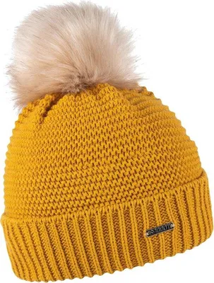 Productafbeelding van Warme damesmuts met bontpompon en fleecevoering - Gebreide wintermuts