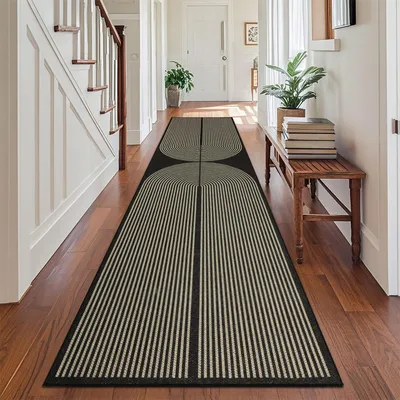 Immagine prodotto di Tappeto corridoio antiscivolo, 80x300 cm, lavabile, moderno, nero