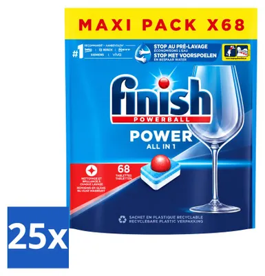 Produktbild von 25 x Finish Powerball Power All in 1 Geschirrspültabs - Vorteilspackung - 25 Stücke