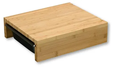 Schneidebrett mit 2 Edelstahlschalen, Bambus, 35x29x9,5 cm