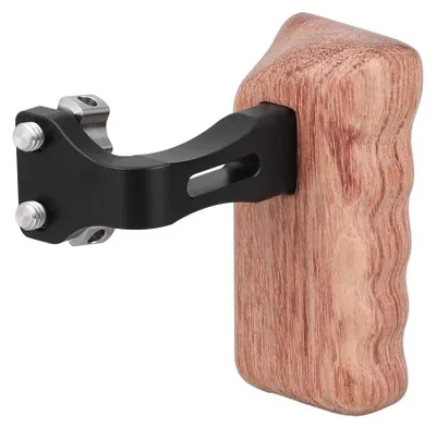 Productafbeelding van Universele houten handgreep - Handgreep voor DSLR-camera - Handgreep met moer - Bevestiging voor Cage Rig - Afneembare verbindingseenheid - Verstelbare montage