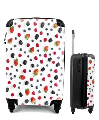 Produktbild von MuchoWow® Koffer Handgepäck Trolley Rollkoffer Kleine Reisekoffer mit 4 Rollen - Rote Früchte - Heidelbeere - Erdbeere - Cabin Size < 55x40x23 cm & 55x40x20 cm - Fotokoffer - Kabinenkoffer - Boardgepäck - Reise-Box - Reisekoffer - Reisegepäck - Koffer mit Bild - Trolley für Kinder