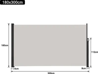 Obrázek produktu pro NAIZY Boční markýza Sluneční clona Ochrana soukromí Windbreak Markýza na terasu Polyester (1,8 * 3 m, šedá)