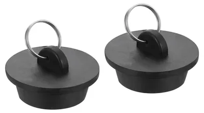 Productafbeelding van Afvoerstoppen, 2 stuks, zwart rubber, geschikt voor badkuipen, wastafels en keukens, met een diameter van 36,3-38,3 mm