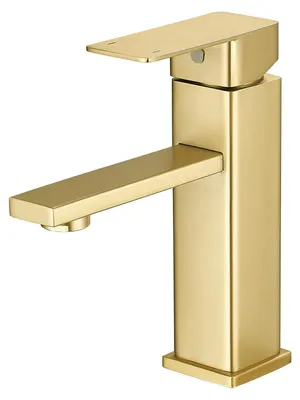 Einhebel-Waschtischarmatur, Edelstahl, Gold, für Waschbecken