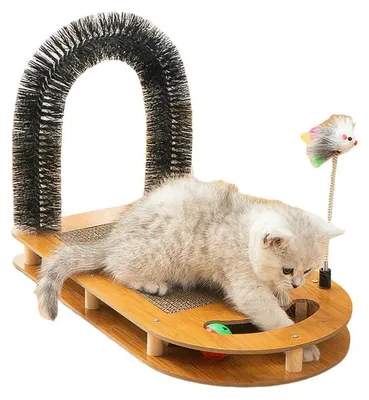 Produktbild von 5-in-1 Multifunktionaler Katzenkratzer – Karton Kratzbrett mit Katzenbürste, Robuster Kratzmatte & Katzenminze Spielzeug, Pflege & Spiel für Katzen