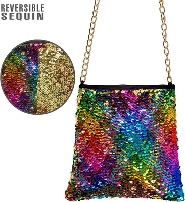 Image de "Sac Paillettes Réversibles Arc-En-Ciel / Or"
