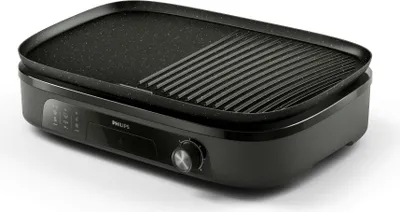 Zdjęcie produktu dla Grill stołowy Philips z serii 3000, 2400 W, regulacja temperatury, kamienna powłoka Maifan (HD6210/90)