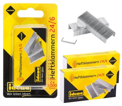 Obrázek produktu pro Idena sponky 24/6 2 X 1 000 kusů, pozinkované