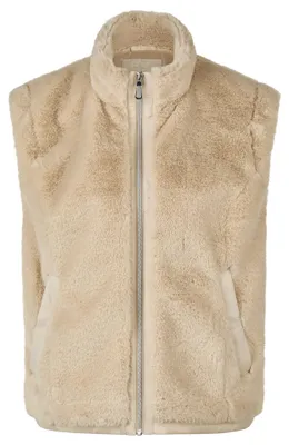 Produktbild von Rabe Damen Weste Beige Größe 46 aus Fake-Fur, locker geschnitten mit Web-Einsätzen