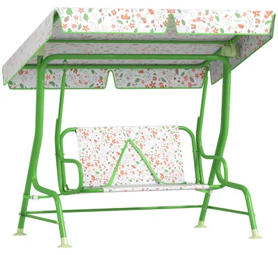 Produktbild von Gartenschaukel fš¹r Kinder ab 3 Jahren mit verstellbarem Sonnendach und Sicherheitsgurt, 112 x 75 x 120 cm, Grš¹n