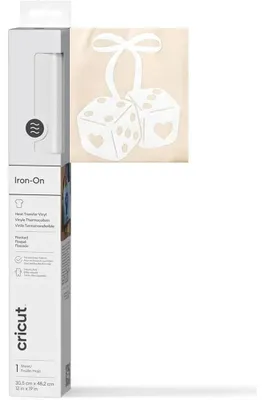 Zdjęcie produktu dla Cricut Flocked Iron-On, Folie termotransferowe, Gładki winyl transferujący ciepło, Biały, Monochromatyczny, Matowy, Pranie w pralce