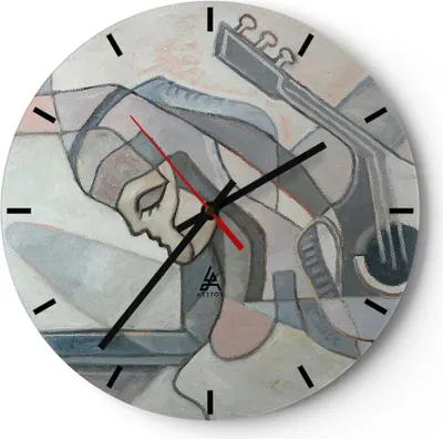 Produktbild von Wanduhr - Rund - Glasuhr - Abstraktion modern - 30x30cm - Schleichendes Uhrwerk - Lautlos - zum Aufhängen bereit - Dekoration Modern - Wanddekoration aus Glas - C3AR30x30-3739