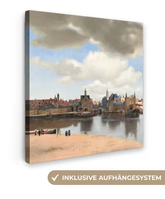 Produktbild von MuchoWow® - Leinwandbilder - Ansicht von Delft - Gemälde von Johannes Vermeer, Wandbild, Wanddeko Bilder Wohnzimmer, 50x50 cm