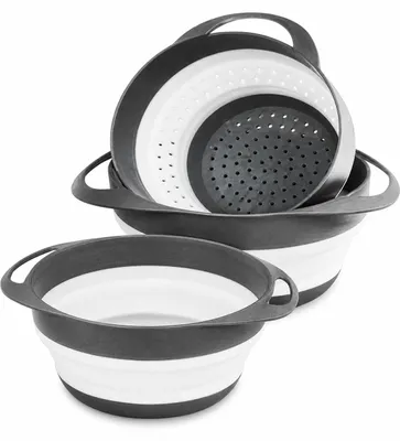 Produktbild von HEDURA Schüssel-Set mit Sieb, faltbar & stapelbar, 3-teilig (3L + 1,9L), BPA-frei