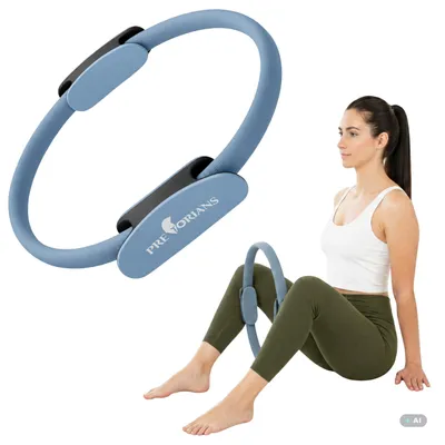 Produktbild von Pilates Ring mit Gummi Rutschfeste Doppelgriff 36 cm Yoga Fitness Ring bauchmuskeltraining mořský