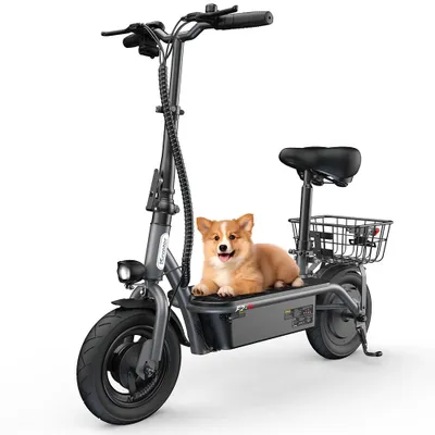 Image de Trottinette électrique F2, 500W, 36V 7,8Ah, freins à tambour avant et arrière, charge maximale 120 kg, avec panier et siège