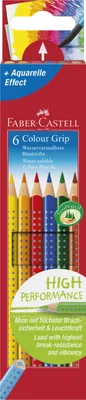 Obrázek produktu pro Faber-Castell GRIP, Modrá, Hnědá, Zelená, Oranžová, Červená, Žlutá, 6 kusů