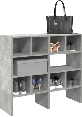 Produktbild von Möbel Schuhregale 2 Stk. Stapelbar Betongrau 89,5x30x40 cm - Garderobenständer 858846