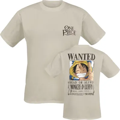 Produktbild von One Piece T-Shirt Uni Wanted sand Anime, Fan-Merch, TV-Serien 100% Baumwolle XL