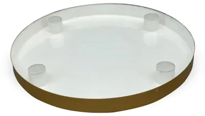 Produktbild von Kerzenständer 4 Kerzen Dekoteller rund Ø 25x3 cm weiß