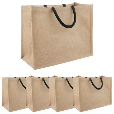 Obrázok produktu pre Jutové tašky 5 Prírodná a čierna 42 x 33 x 19 cm