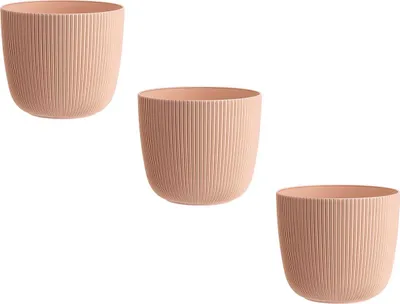 Produktbild von 3x Blumentopf mit Drainagesystem Rund Ø 12 cm Aprikot