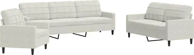 Produktbild von vidaXL 3-tlg. Sofagarnitur mit Kissen Creme Samt