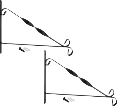 Produktbild von com-four® 2x Wandhalterung aus pulverbeschichteten Stahl, Haken für Blumentopf, Garten, Windspiele, Blumenampelhalter, mit Schrauben und Dübel