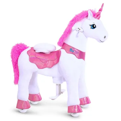 Image de PonyCycle Modèle E Licorne Jouet à roulettes Jouet Licorne à Monter avec Frein (Licorne Rose/Taille 4 pour 4-7 Ans) Cadeau pour Garçon et Fille - E412