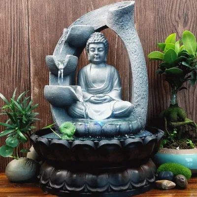Zdjęcie produktu dla Fontanna wewnętrzna Budda z pompą i oświetleniem LED Wodospad LED Fontanna ogrodowa Fontanna stołowa Dekoracja Feng Shui