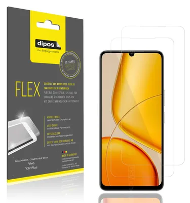 Produktbild von 2x Schutzfolie für Vivo Y37 Plus Folie, 100% Displayabdeckung, dipos Flex