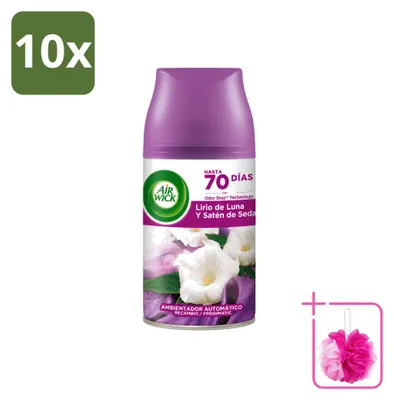 Zdjęcie produktu dla 10 sztuk wkładów do automatycznego dyfuzora Air Wick Freshmatic, zapach "Mondlilie" (Lilie Księżycowe), pojemność 250 ml, zestaw ekonomiczny