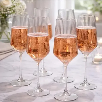 Image de Bavary Collection Line verres à vin 6 x 450 ml verre transparent cannelé