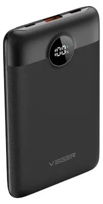 Produktbild von Powerbank, Veger, 10000mAh, Typ-C, Lightning, 22,5W, ultradünn, Schwarz