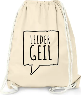 Produktbild von Turnbeutel Leider Geil Hipster Beutel Tasche Jutebeutel Gymsac Gymbag Moonworks® natur unisize