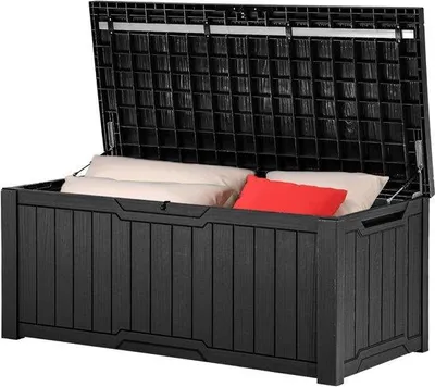 Produktbild von Wasserdichte Außenbox 120 Gallone Schwarz für Gartengeräte und Poolzubehör