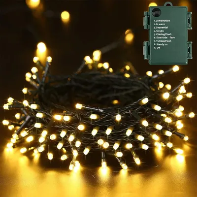 Lichterkette 20 m, 200 LED, warmweiß, 8 Modi, wasserdicht
