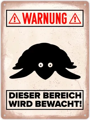 Produktbild von Warnung Bereich wird bewacht Metallschild XL in 21x28 cm mit Schildkröten