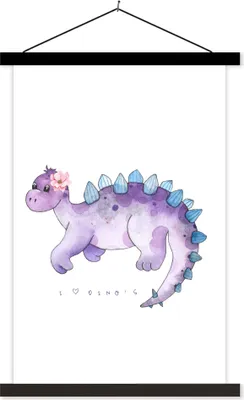 Produktbild von MuchoWow® Textilposter Dinosaurier - Kinderzimmer - Zitat - Mädchen - Kinder - Rosa - Kind 120x180 cm mit schwarzem Rahmen - Fotos