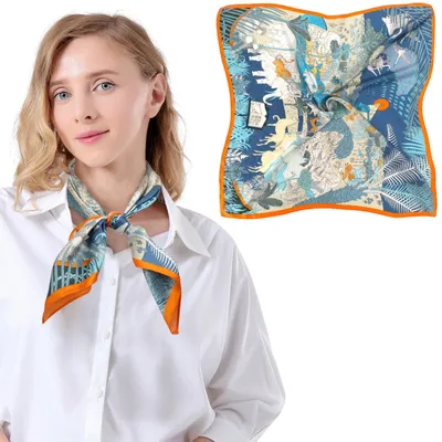 Produktbild von Solidchoice – 100% Seidentuch für Damen in Blau/Orange
