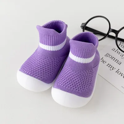 Zdjęcie produktu dla Buty dla niemowląt i małych dzieci z antypoślizgową, miękką podeszwą Buty dla chłopców i dziewczynek Oddychające buty dla niemowląt na wiosnę i jesień Nowe buty z średnią cholewką dla małych dzieci Fioletowe 13,5 cm