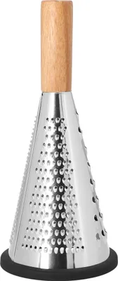 Produktbild von Krumble Reibe mit Holzgriff - Handreibe - Käsereibe - Zitronenreibe - Blockreibe - Fein - Mittelgrob - Extra grob - Rutschfest - Edelstahl und Holz