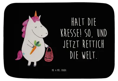 Produktbild von Mr. & Mrs. Panda Badvorleger Einhorn Gemüse - Schwarz - Geschenk, badezimmermatte, Wochenmarkt, Badematte, Badteppich, Biomarkt, Einhörner, Badezimmerteppich, Unicorn