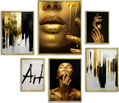 Produktbild von Elegante Bilder Poster in goldenem Rahmen Wanddekoration für das Wohnzimmer