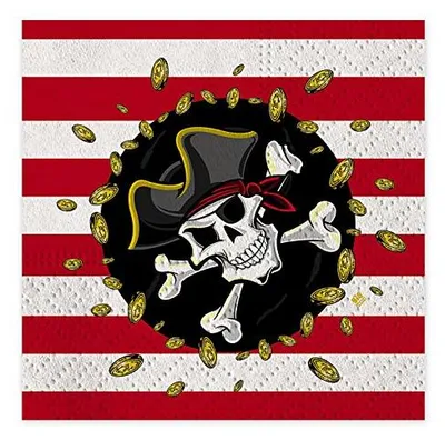 16 Papierservietten mit Piratenmotiven, 33 x 33 cm